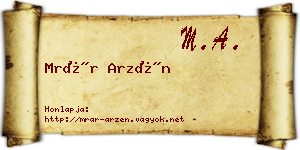 Mrár Arzén névjegykártya